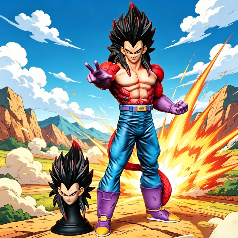 

31cm JJ SSJ4 Dragon Ball Z Model DBZ Vegeta Action Figure with Two Heades Super Saiyan 4 Figurine Toys Anime GK Statue Gift