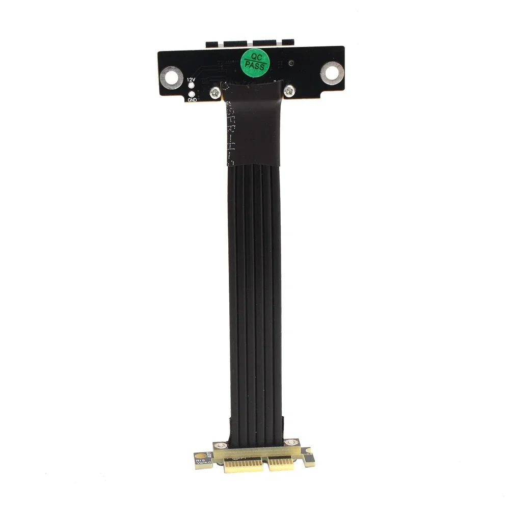 PCIE X1 Kabel Riser Dual 90 Derajat PCIe 4.0X1 Ke X1 Kabel Ekstensi 16Gbps Kecepatan Tinggi PCI Express 1x Riser Card Ribbon Extender