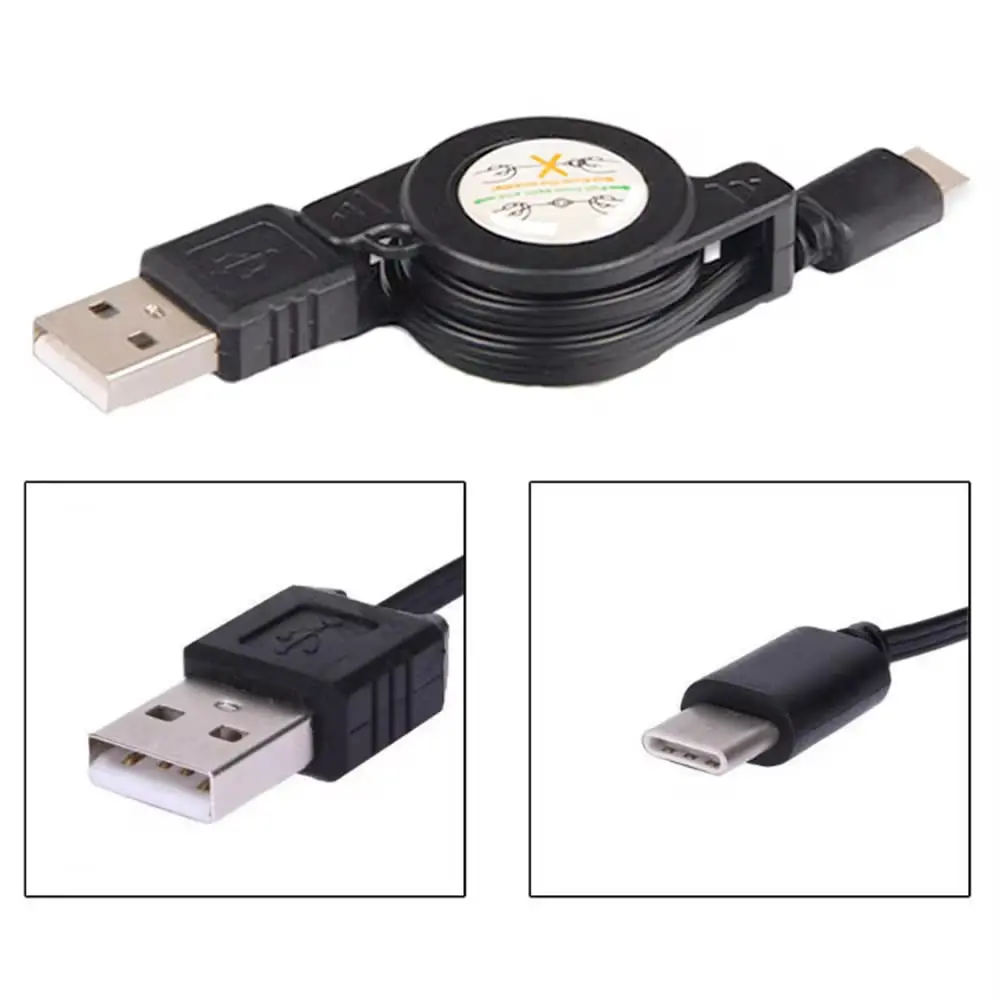 Fast Charging USB Type C Spring Cable For iPhone 15 Samsung Xiaomi Phone Retractable Sync and Car Charging Durable Spring Cord