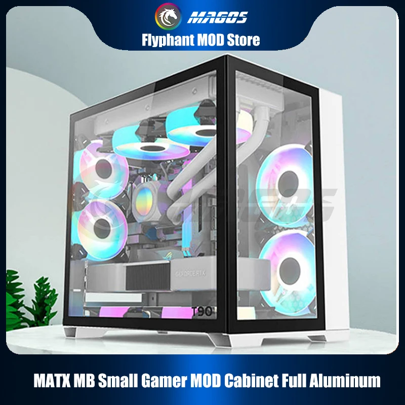 Small ITX Case Hand-Held Side Transparent Support 240 Watercooler/MATX MB Gamer MOD Dual-sides Glass Cabinet