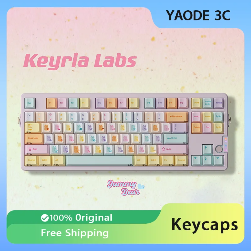 Keyria Labs Gummy Bear Keycaps 166Key PBT Dye-sublimation Customized Cherry Profile for Computer Accessories Mechanical Keyboard