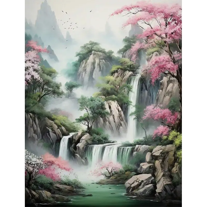 

GATYZTORY Diy Painting By Number Waterfall Landscape Acrylic Paints On Canvas HandPainted Drawing By Number Home Decor Walls Art