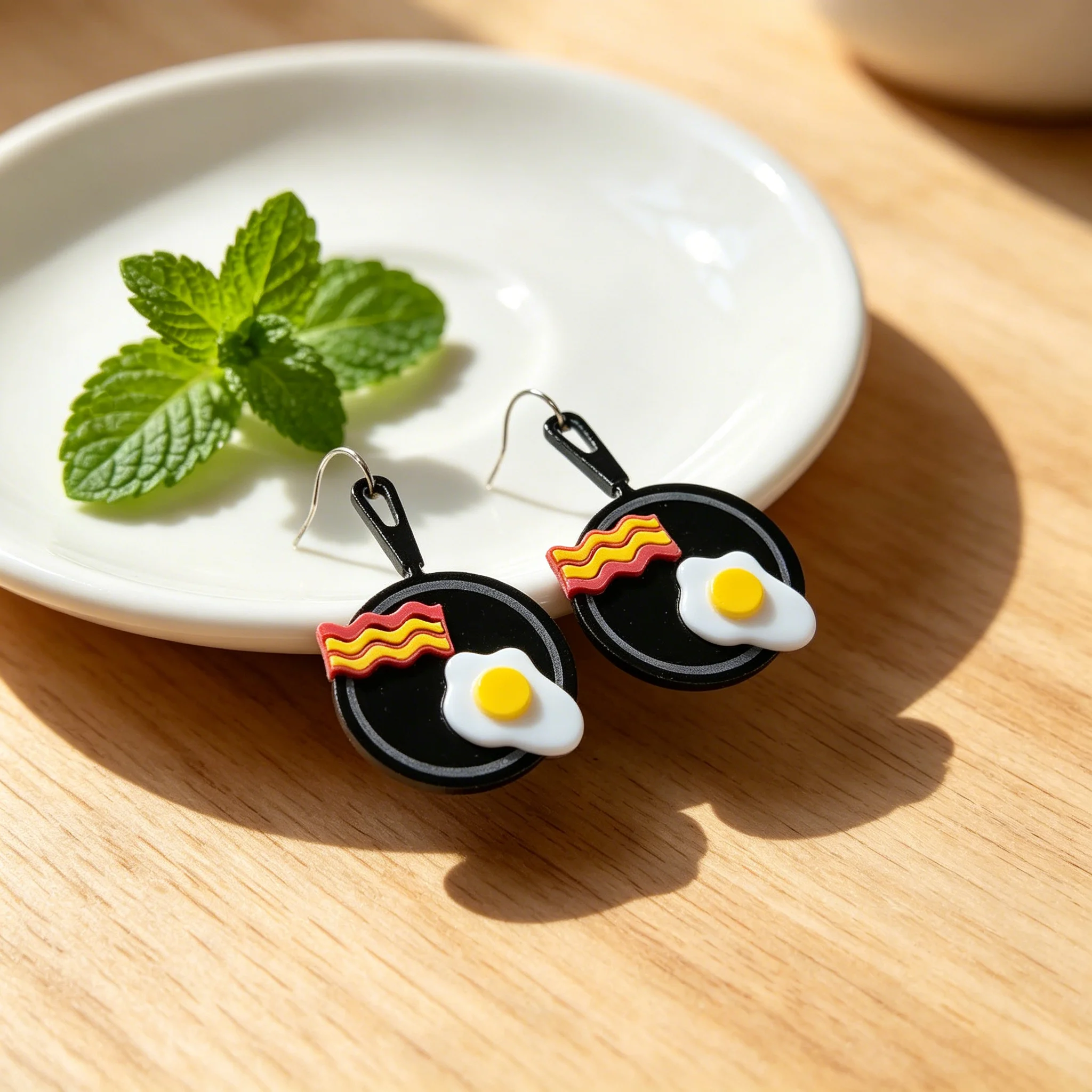 YAOLOGE Fashion Frying Pan Pendant Jewelry Egg Acrylic Unique Shape Woman Earring Jewelry Funny Creative Party Gift Wholesale