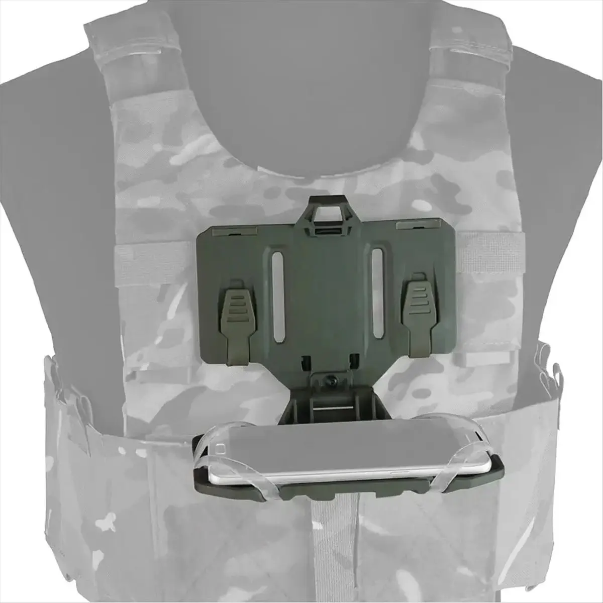AS62 Airsoft Phone Plate Molle Carrier Outdoor Navigation Board, Quick Access Foldable Holder Vest Chest Mount Bracket Desert