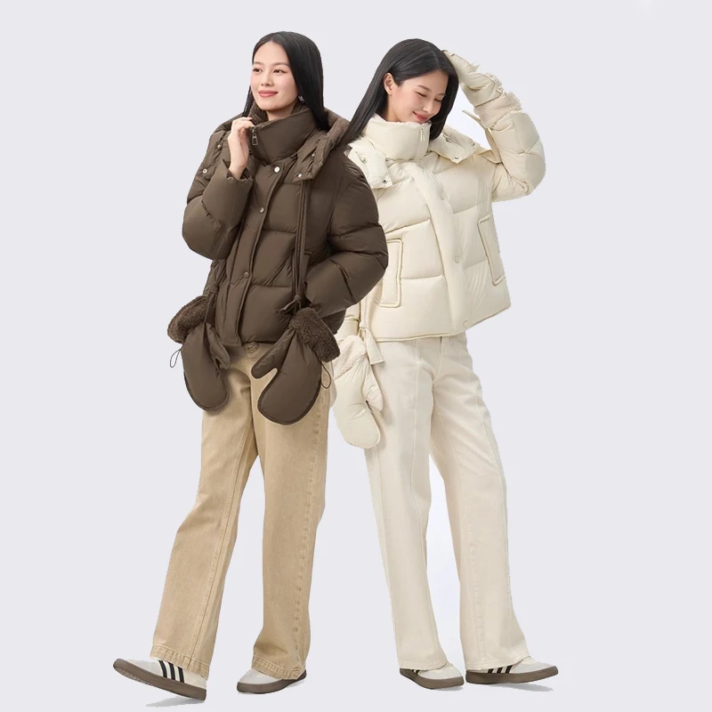 Chericom Women's Down Coat Short Lamb Wool Patchwork Detachable Hood Winter Thickness Coat Windproof Warm Down Jacket Y318180Y