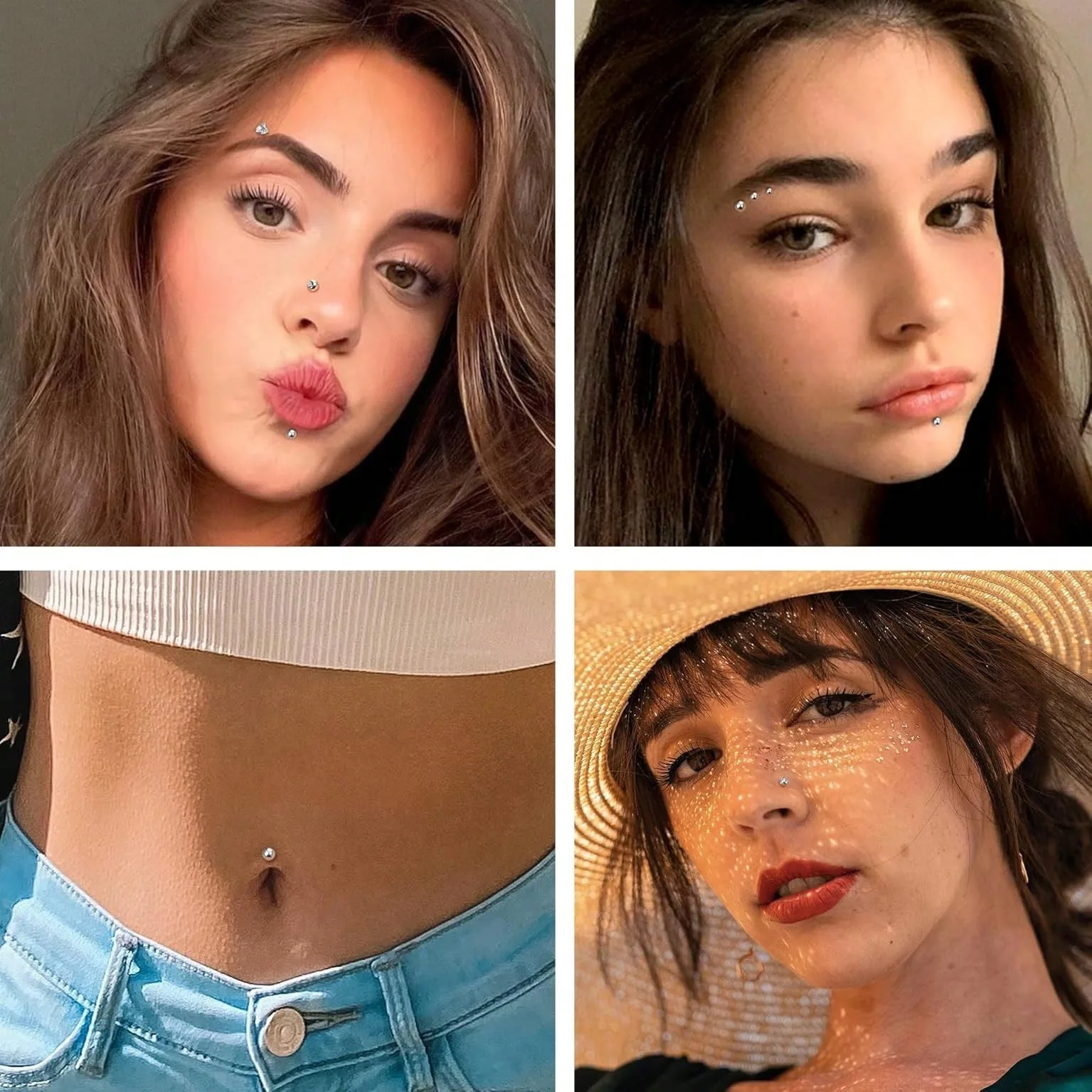 30-35 Stück/Set Fake-Bauchnabelringe, Bauchnabelringe mit Zirkonia, nicht-piercing Schmuck für Lippen/Nase/Augenbrauen – Detail 3
