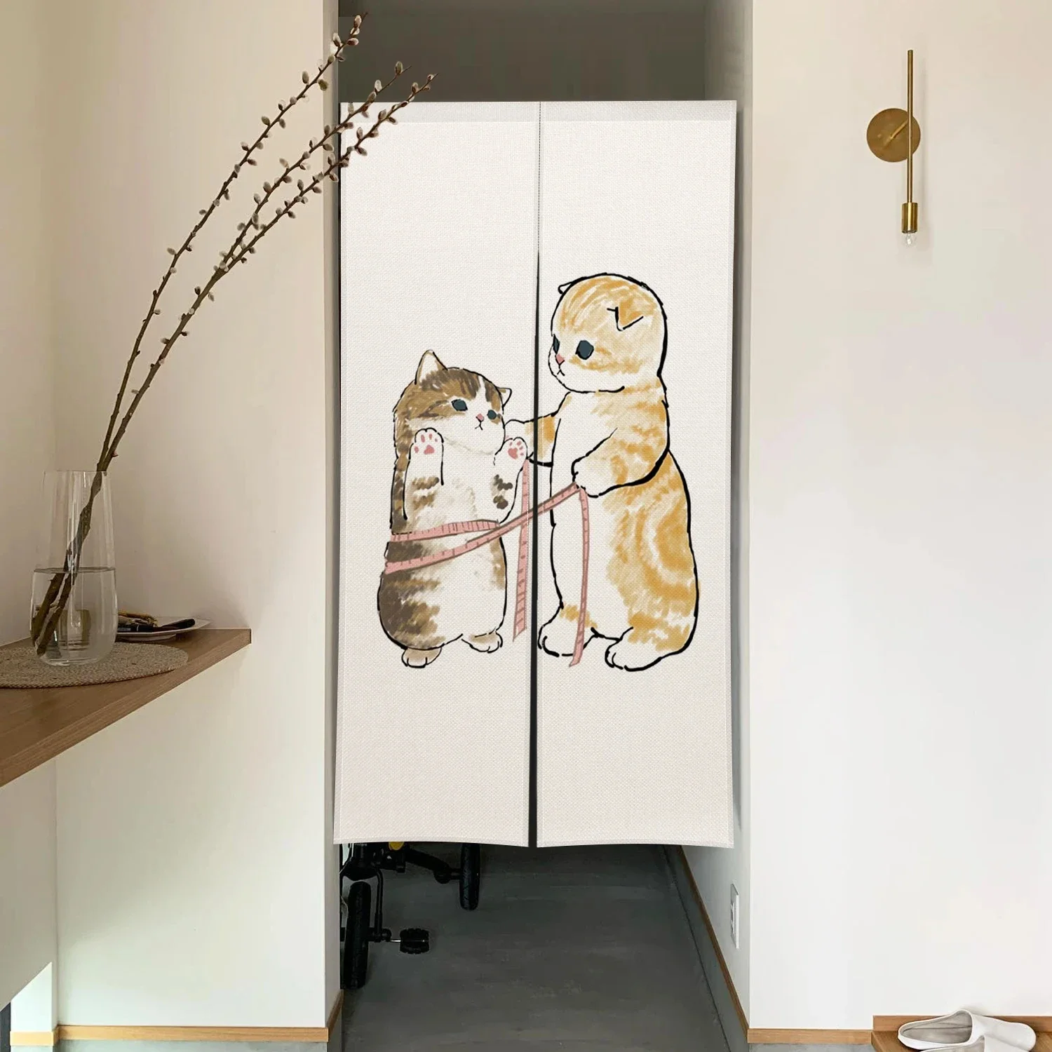 Japanese Door Curtain Noren Cute Funny Cat Drapes Living Room Bedroom Doorway Partition Kitchen Entrance Hanging Half-Curtains