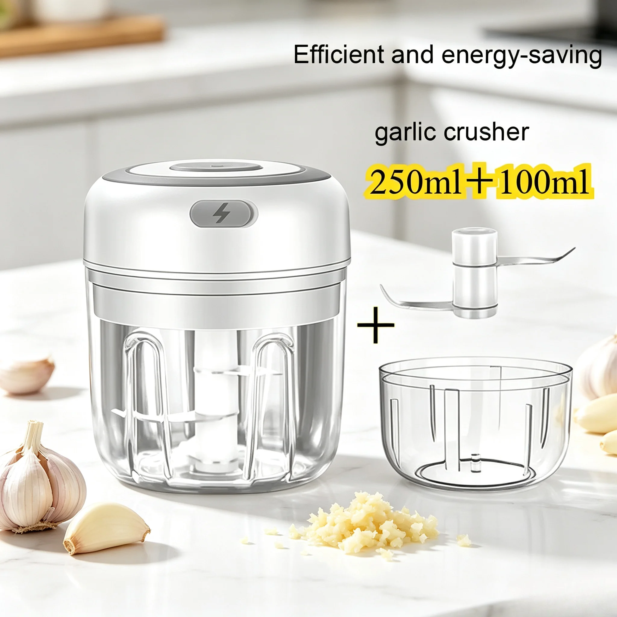 2026 New 250ML Mini Tool Food Chopper Stainless Steel Electric Garlic Chopper Sturdy Durable Garlic Ginger Kitchen Shredder