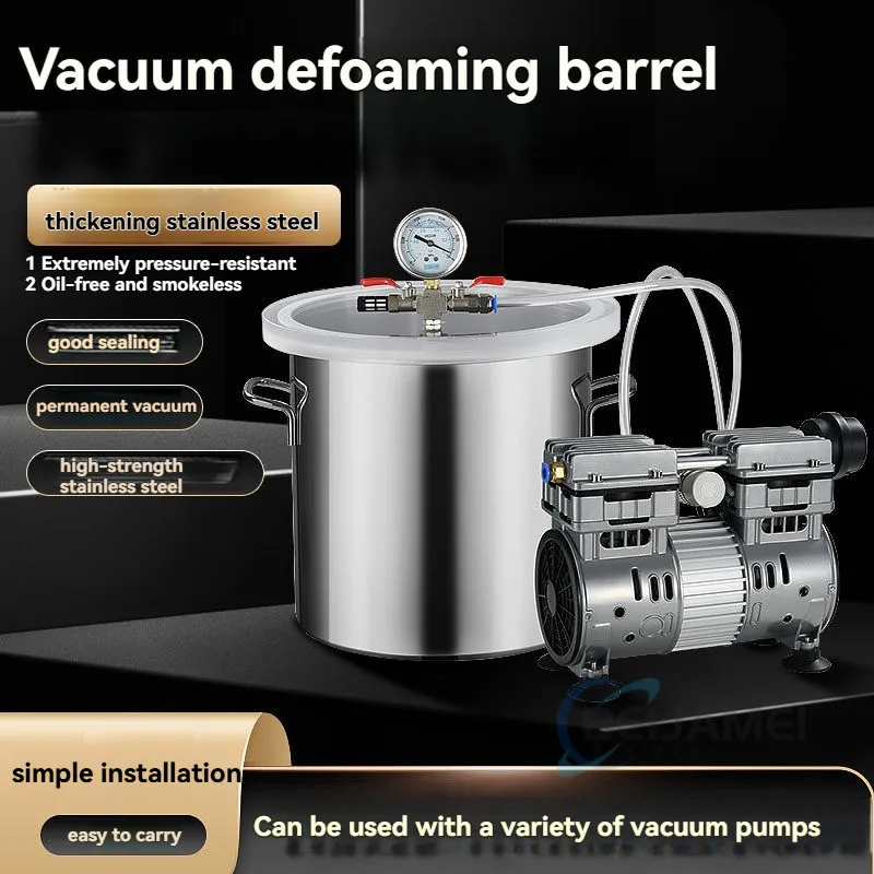 3 Gallon 12L Stainless Steel Vacuum Degassing Chamber Vacuum Defoaming Barrel For Silicone Resin AB Adhesive