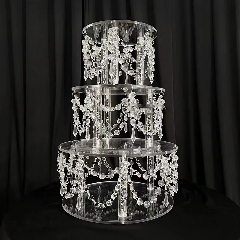 

Romantic Transparent Cake Dessert Holder High Tea Stand Props Decorations For Hotel Weddings