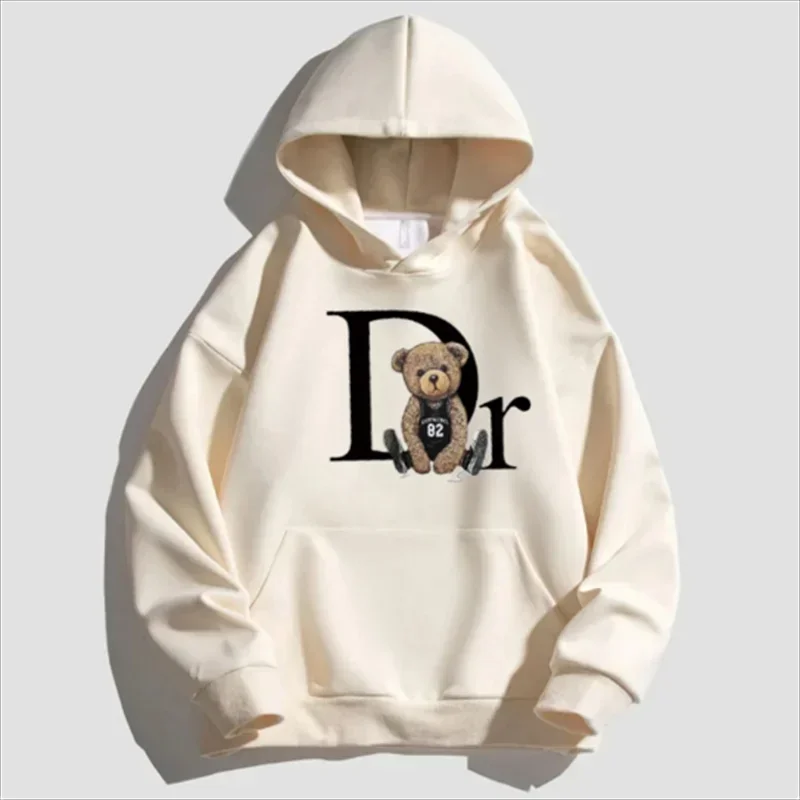 Men and women's hoodie casual personality Teddy bear print hoodie Sports fitness fashion sweatshirt casual pullover street style