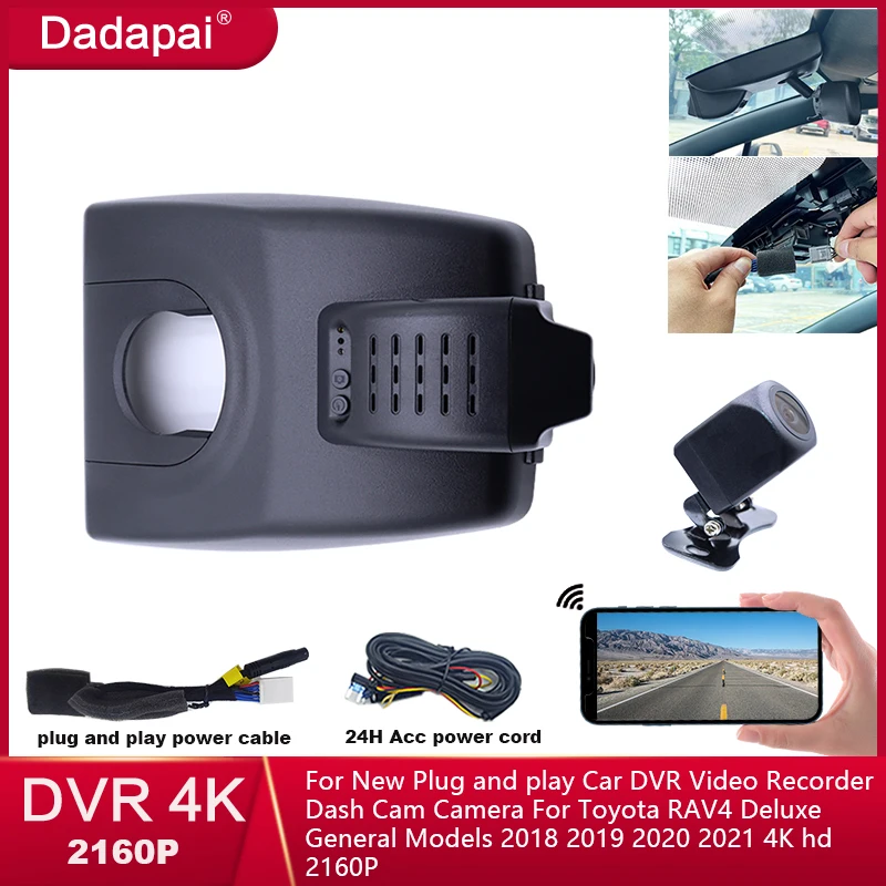 

For 4K 2160P Plug and play Car DVR Video Recorder Dash Cam Dual Lens Camera For Toyota RAV4 Deluxe /Willanda 2019 2020 2021