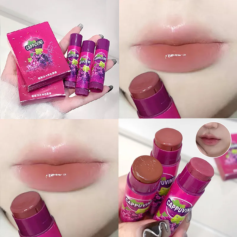 Moisturizing Colored Lip Balm Waterproof Non-stick Cup Jelly Solid Lip Gloss Cherries Red Orange Lipstick Korean Makeup Cosmetic