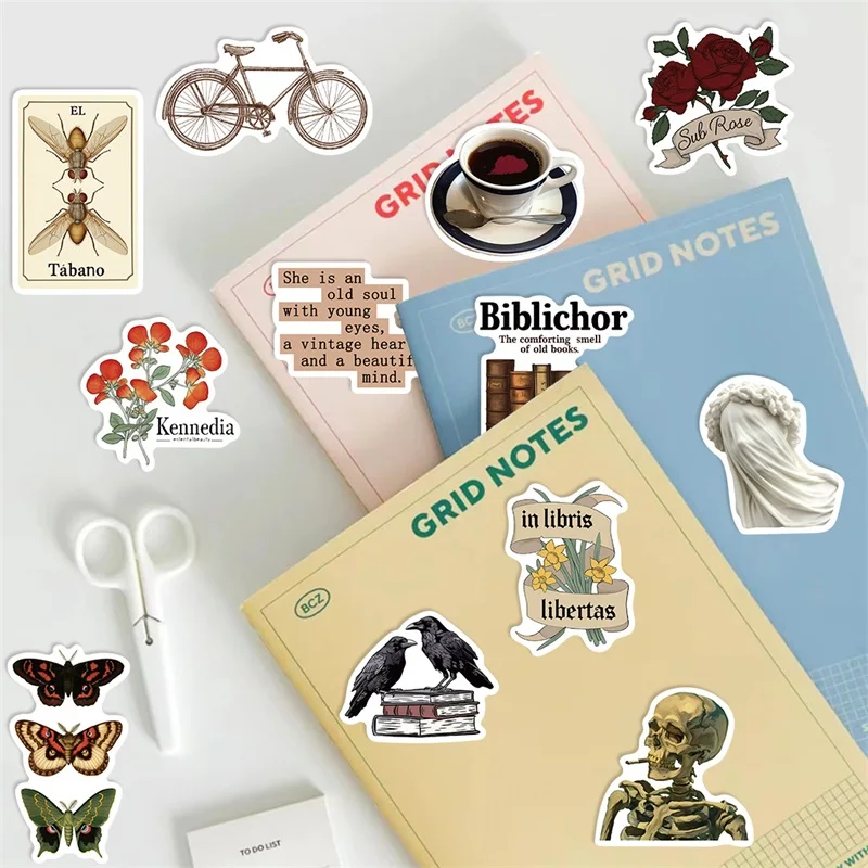 10/30/50PCS Vintage Dark Art PVC Sticky Sticker Aesthetic Children's Stationery DIY Decoration Scrapbooking School Supplies image 3