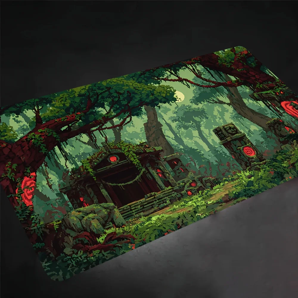 Pixel Ancient Temple game mat, perfectly matching TCG, CCG tabletop role-playing games, a decorative item for fantasy enthusiast
