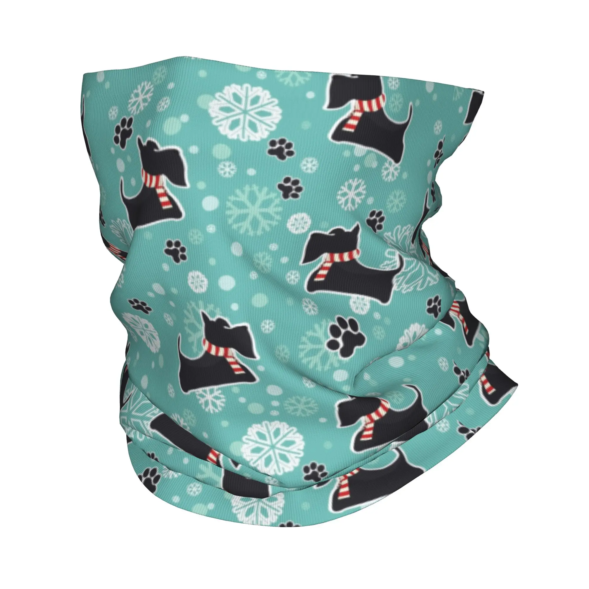 Custom Snowy Scottie Terrier Dog Bandana Winter Neck Warmer Women Windproof Wrap Face Scarf for Ski Pet Dog Love Gaiter Headband