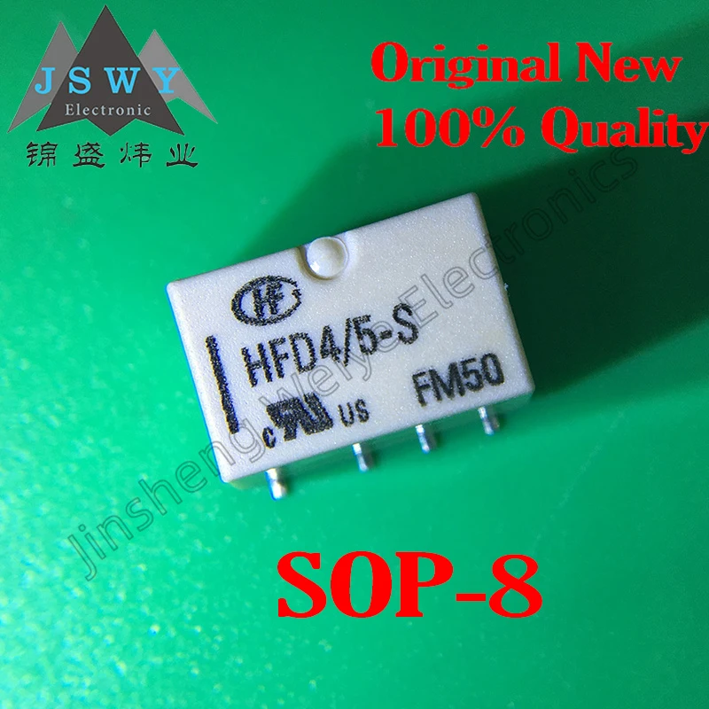 

(10/50 PCS) HFD4-5-S HFD45S SOP-8 5V DC SPDT High Reliability Relays. 100% Original Electronics. In Stock. Fast Shipping.