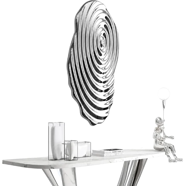 Premium Mirror-Finish Stainless Steel Water Ripple Wall Decor for Home & Hotel, bedroom, villa, shop, hotel wall