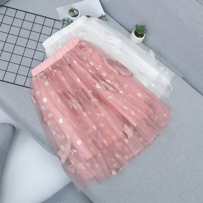 Teen Girls Skirts Embroidery Kids Sequin Skirt for Girls 2026 Summer Dance Long Skirt Princess Skirt Elastic Waist Child Clothes