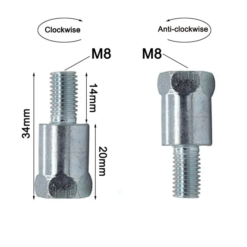 8mm Anti clockwise To Clockwise Mirror Adapter Silver Steel Metal Heighten Rearview Bolt Screw Bolt Motorbike Mirror Screw