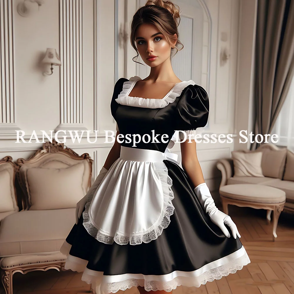 

Women's Wetlook Dress Maid Role Play Costume Outfits Mini Dresses With Apron Maid Fancy Dress Cosplay Costumes