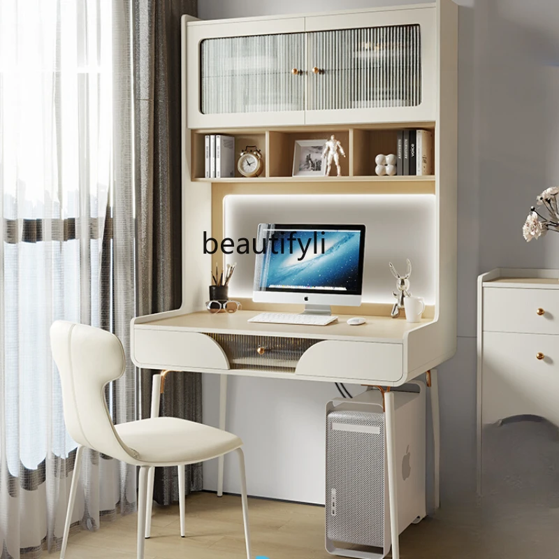 

French Cream Style Desk Bookshelf Bedroom and Household Modern Computer Desk Writing Desk