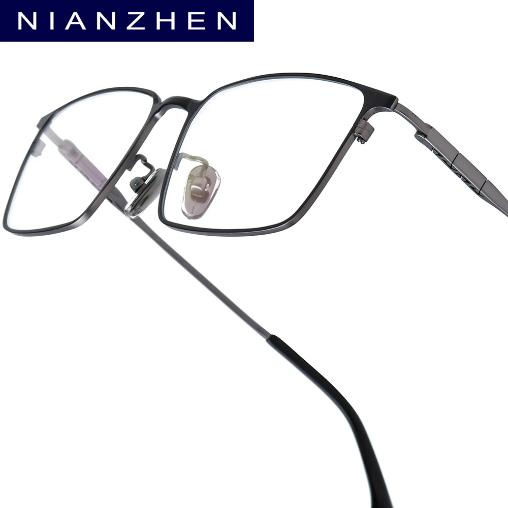 NIANZHEN Titanium Alloy Eyeglasses Frame Men Square Brand Design Glasses Women Ultralight-Weight Retro Eyewear Spectacles 86037