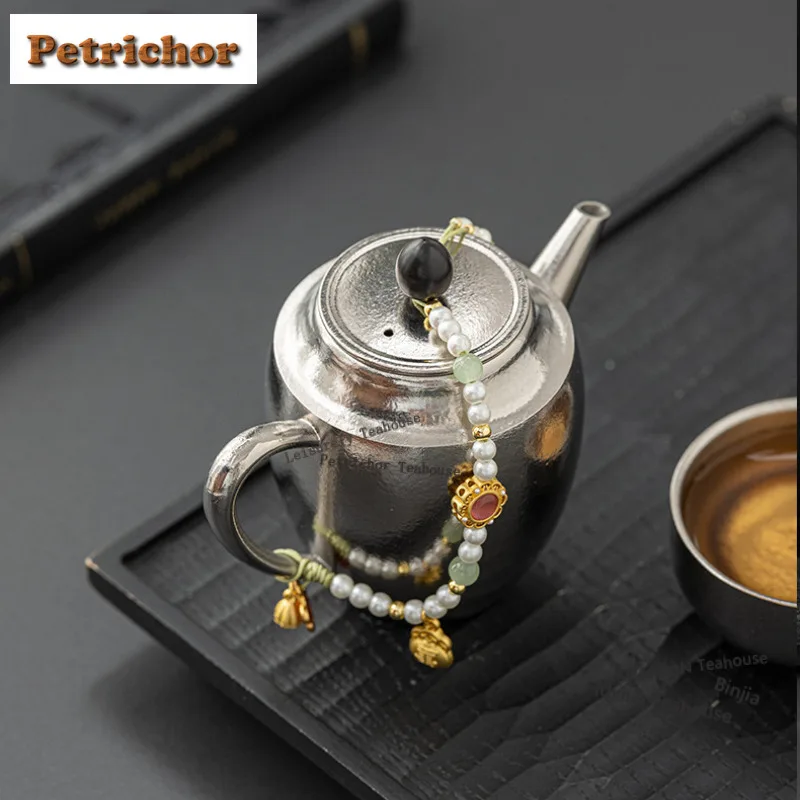 200ML Pure Titanium Beauty Shoulder Teapot Handmade Tea Infuser Pot Tea Making Kettle With Strainer Tea Items Collection Craft