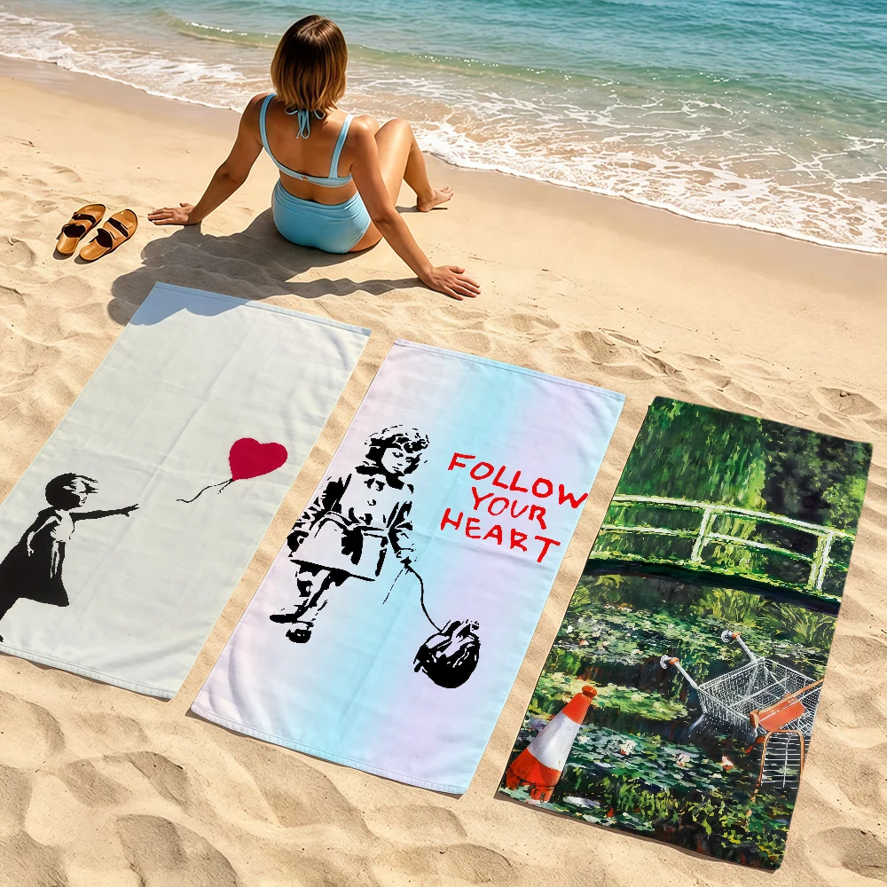 Fashion Graffiti Art Street Art B-banksy Towel Soft Beach Towels Trip Swim Pool Bathing Towel Gym Home Decor Gift Holiday