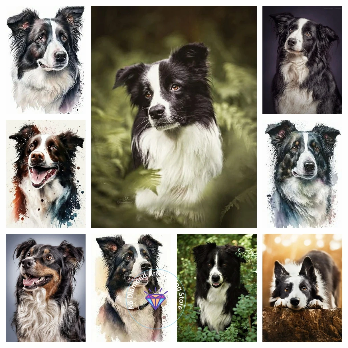 

Australian Shepherd Border Collie Fantasy Pet Dog AB Diamond Painting Kit 5D DIY Diamond Handmade Art Children's Gift