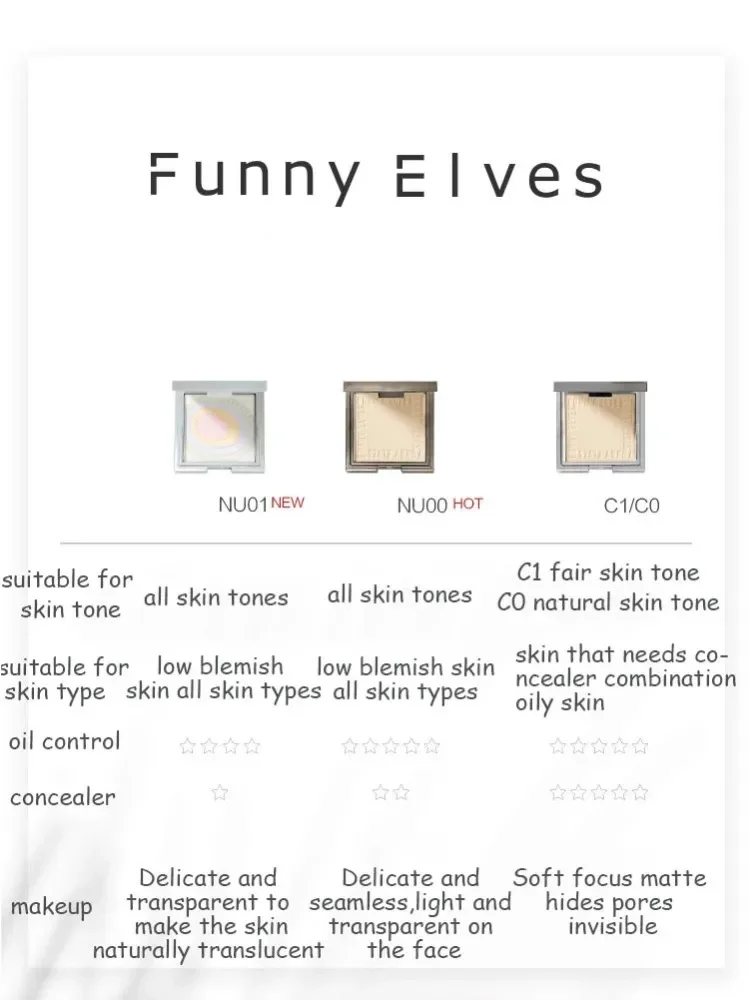 Funnyelves Vijfkleurige Nevelpoeder Gezichtsmake-Up Cosmetica Verhelderen Huidtint Langdurige Make-Up En Oliecontrole Losse Poeder