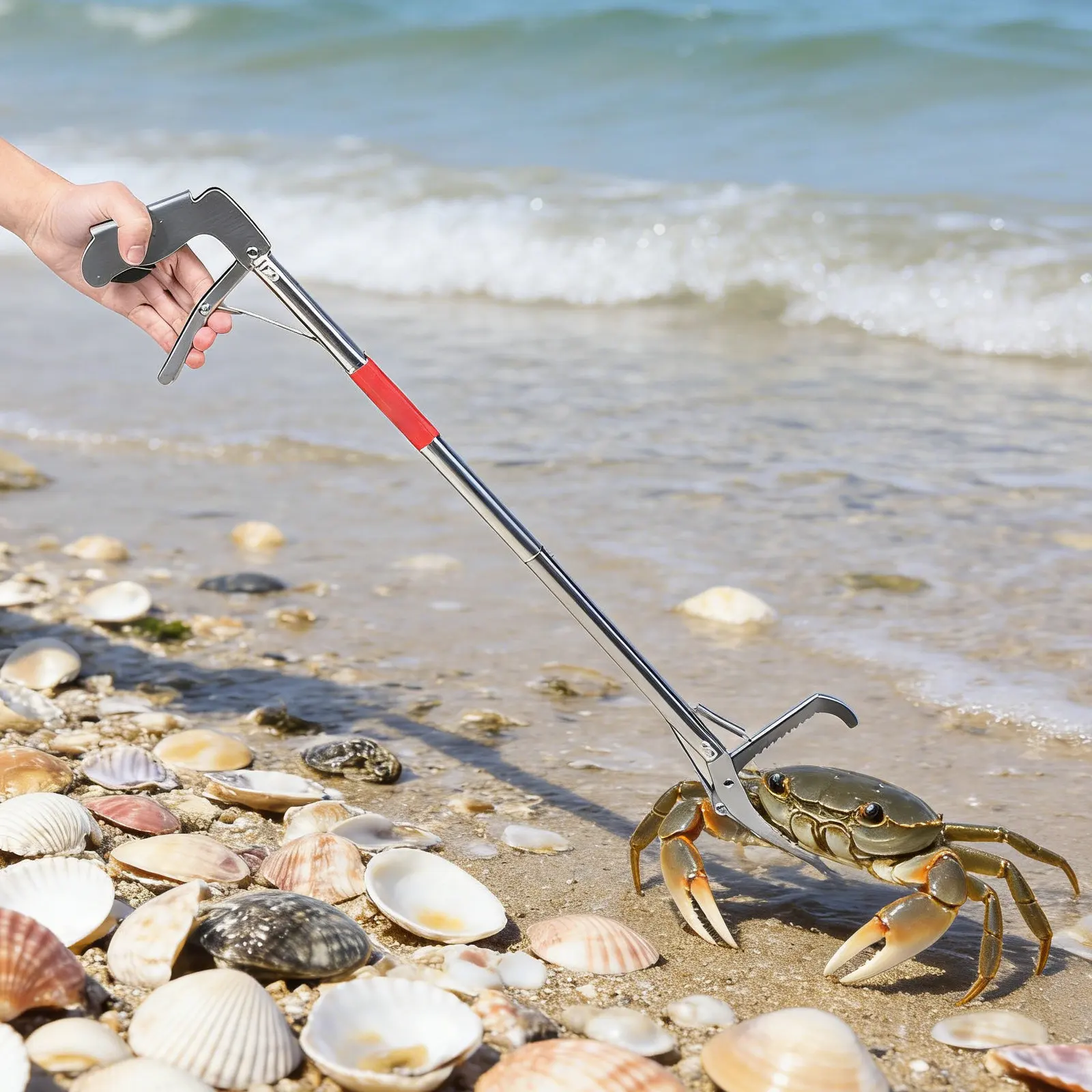 

Щипцы для крабов и змей из нержавеющей стали 75 см, складные, с нескользящей эргономичной ручкой и многоугольным шарниром для работы с крабами, угрями и змеями