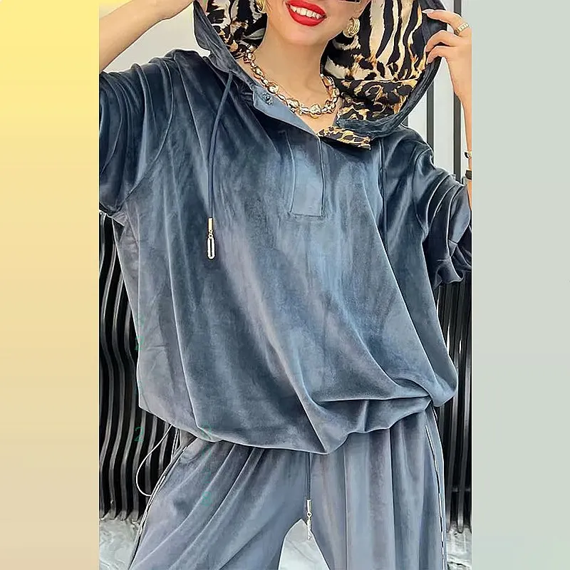 Fashion Hooded Tracksuit Matching Set Casual Hoodie Top Pants Women Lounge Sets Jumpsuit