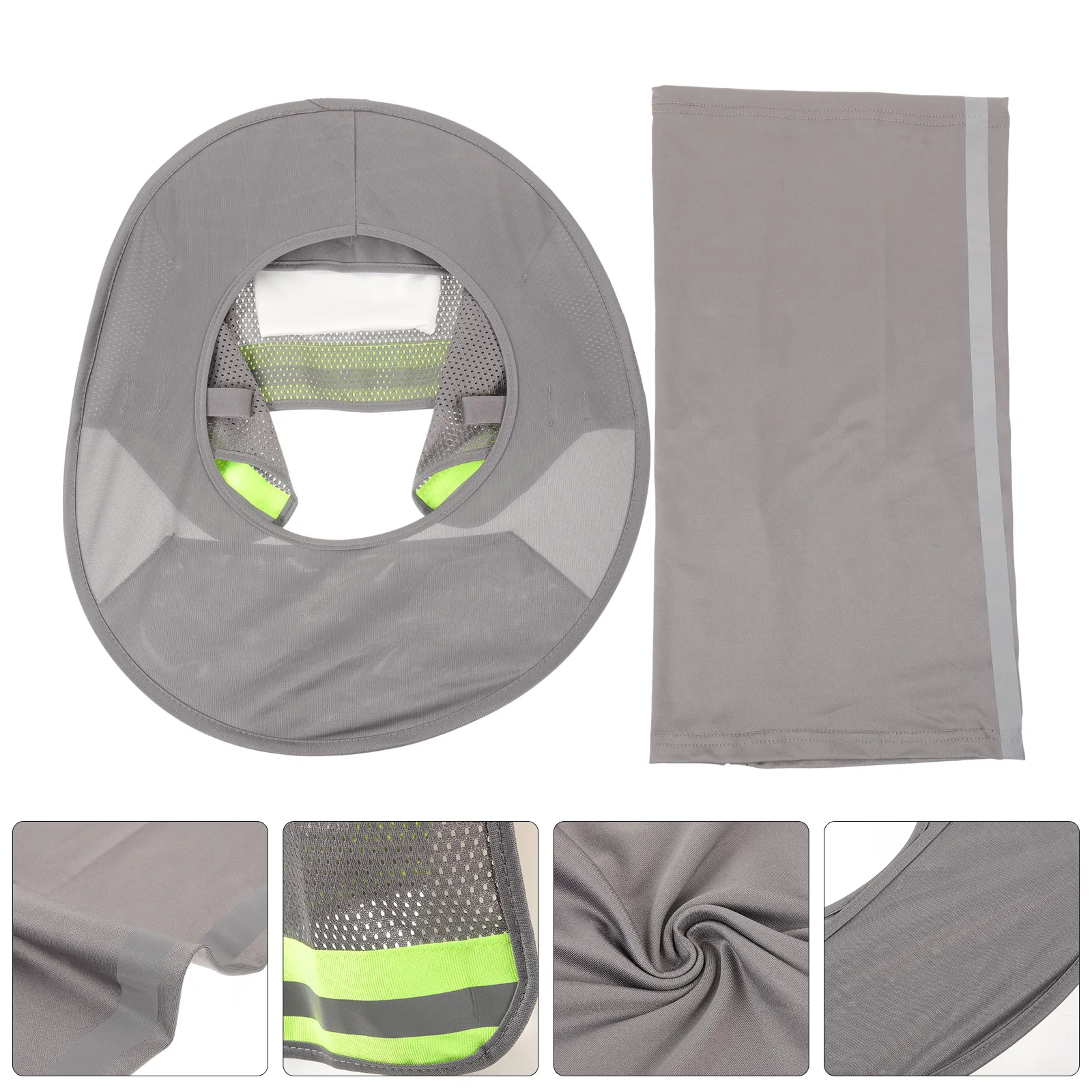 Sun Protection Hat Set Gray Ice Silk Hard Hat Shade Visor Neck Shield Construction Cover Wind Sand Proof Safety Gear