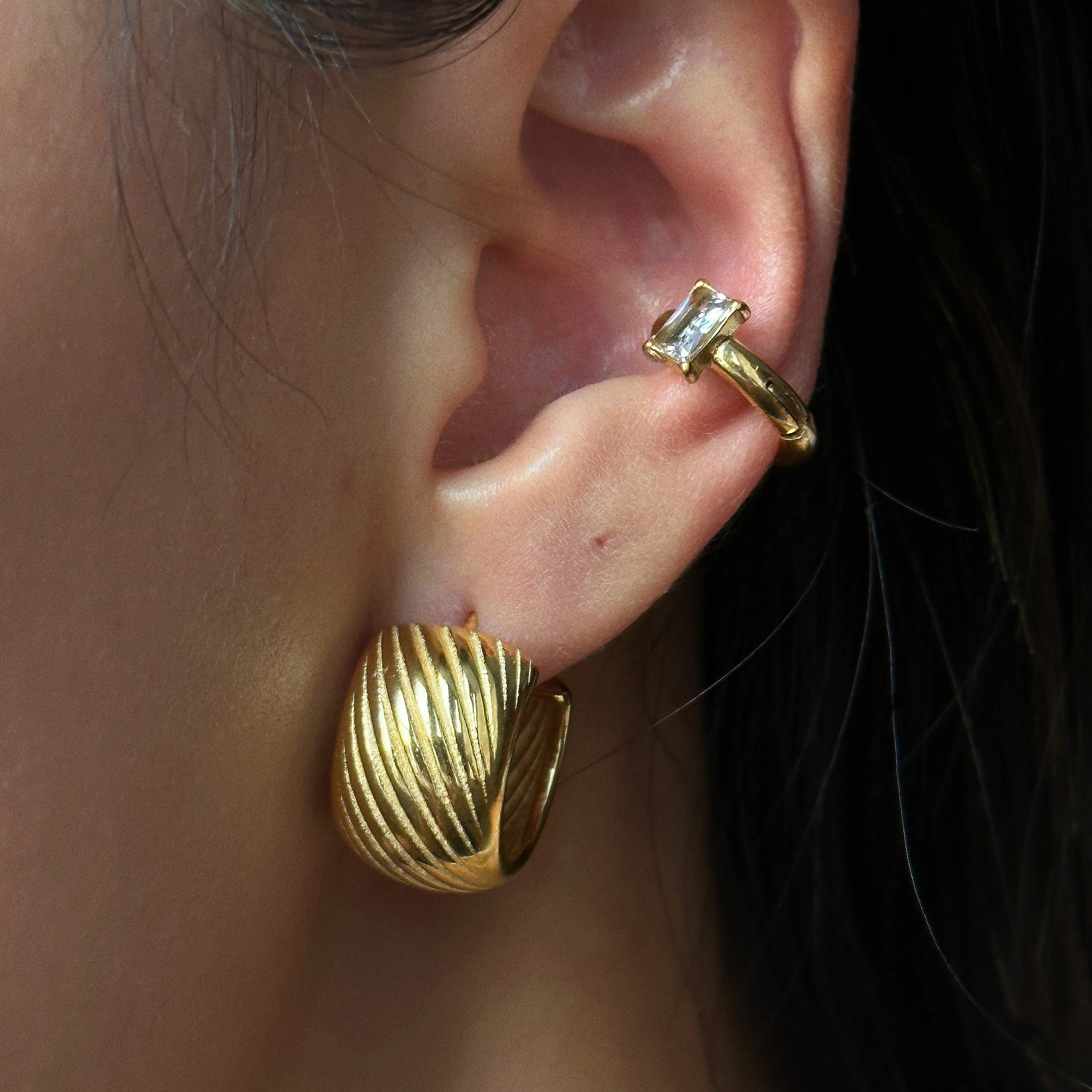 DASEIN New 18k Gold Plated Unique Hypoallergenic Stainless Steel Toast Twist Chunky Earrings Tarnish Free Jewelry for Women