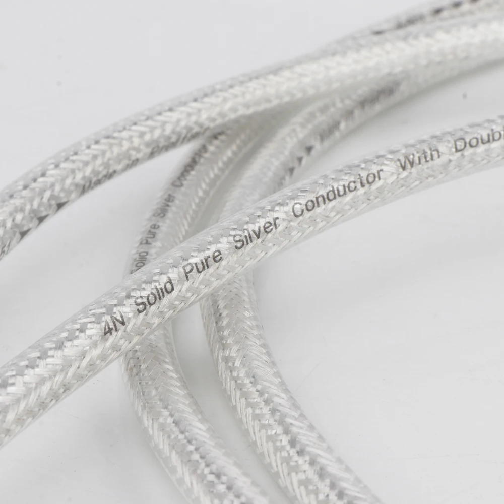 Pair 4N Pure Sliver XLR Audio Interconnect Cable 18AWG Solid PSS Pure Silver Core Silver-Plated Plug Hifi Balanced Wire