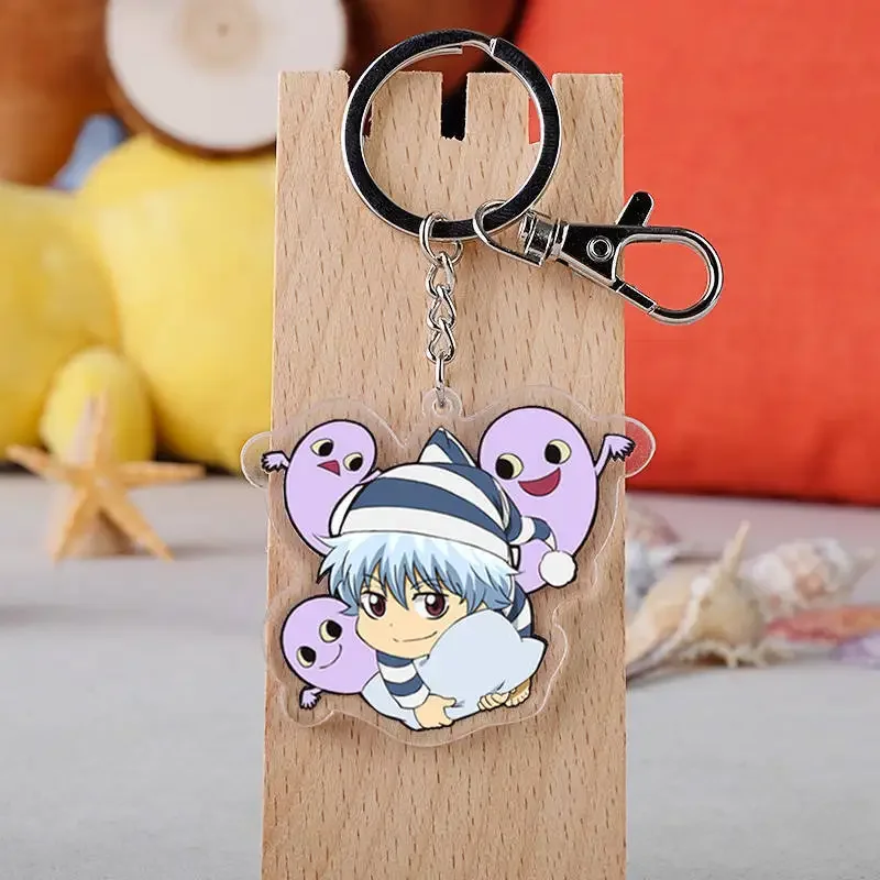 Gintama anime cosplay Acrylic keychain Okita Sougo Takasugi Shinsuke Katsura Kotarou Sakata Gintoki pendant Chaveiros Llaveros