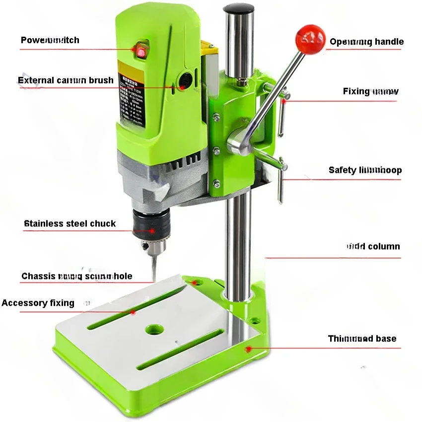 BG-5156E 710W Mini Precision Bench Drilling Machine Variable Speed Electric Milling Machine DIY Metal Table Drill Presses 220V