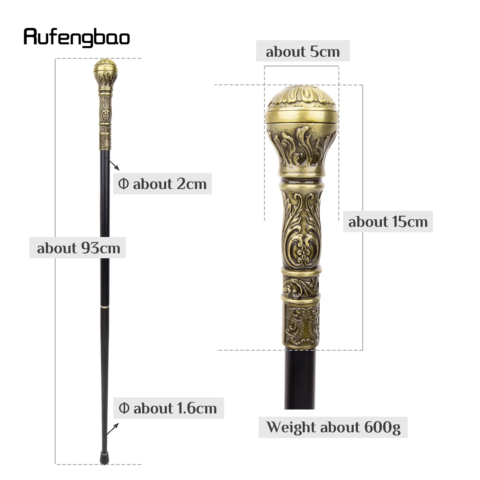 Tongkat berjalan perunggu, pegangan bulat mewah, untuk pesta dekoratif, tongkat berjalan, tongkat Crosier elegan, tongkat berjalan 93cm