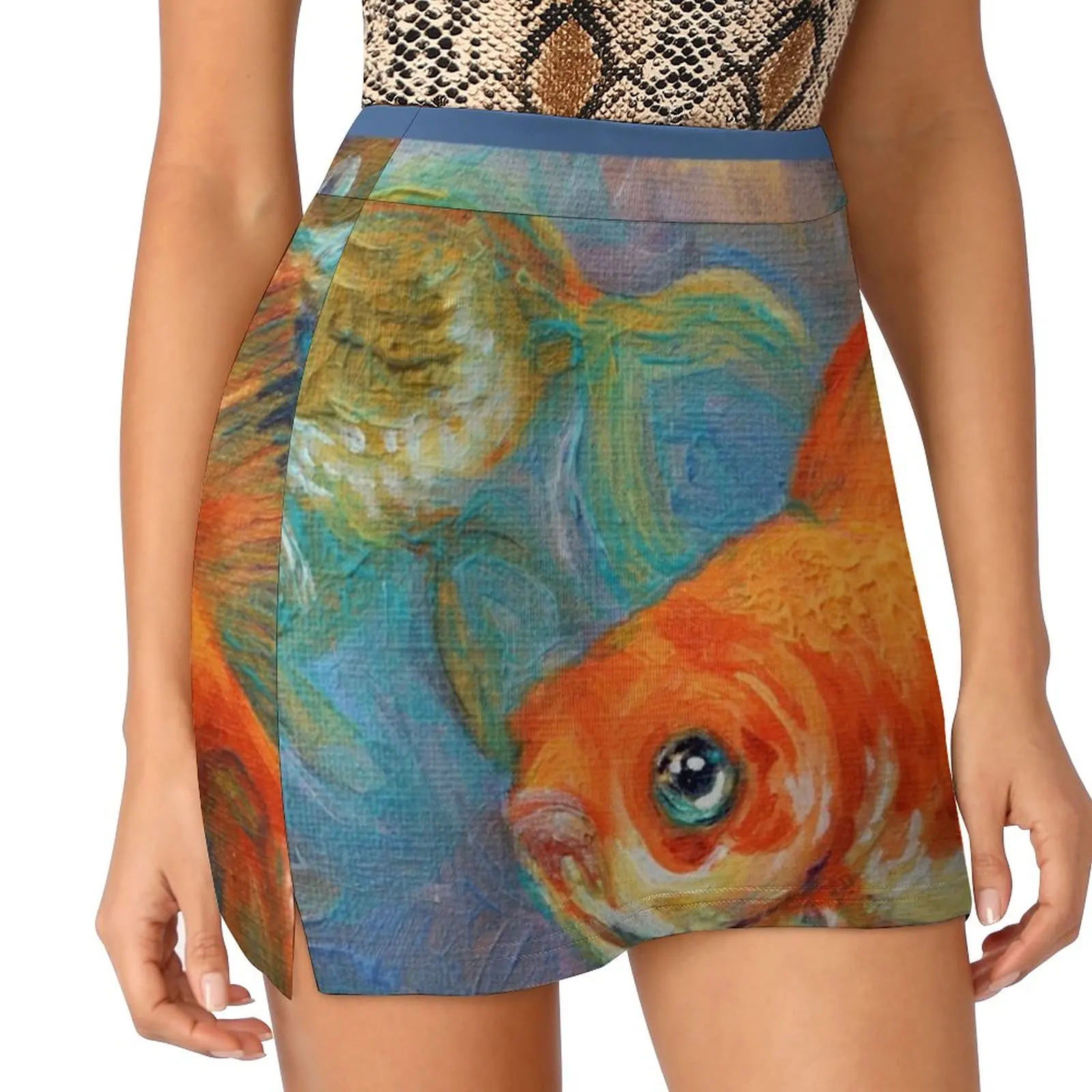 One In A Million Goldfish Skirts Woman Fashion 2022 Pant Skirt Mini Skirts Office Short Skirt Goldfish Impressionism