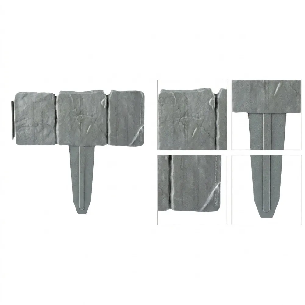 For Outdoor Garden Decor Faux Stone Fence Interlocking Landscape Panels Curb Appeal Enhancer Built-in Ground Spikes