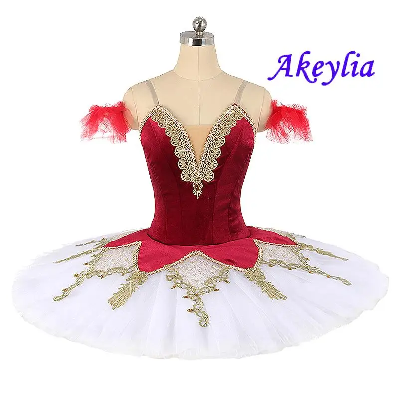 

Dark red ballet tutu professional for girls competition classical tutu women pancake ballet dress performance 11 layers JN0475