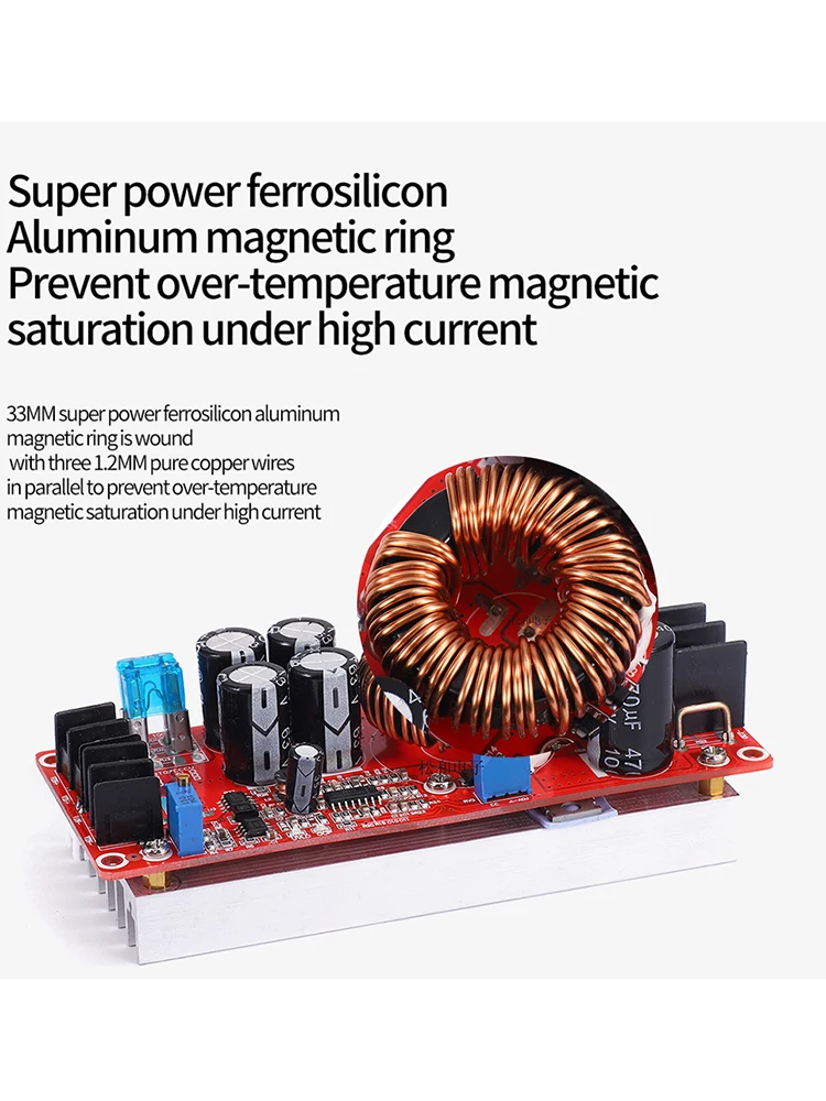 Boost Converter In DC10-60V Out 12-83V 1200W 20A DC DC Converter Boost Adjustable Step Up Module Overcurrent Protection