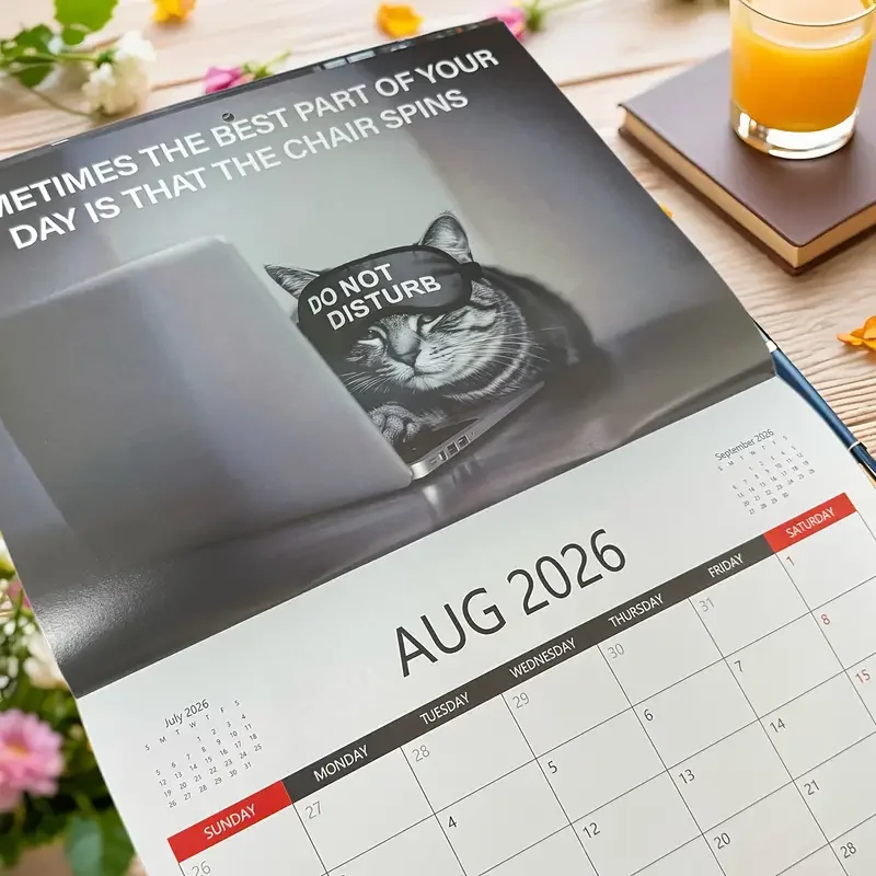 2026 Calendar Cat Design Hangable Calendar Corporate Cat Calendar Wall Calendar Monthly Weekly Planner for Bedroom Study Room