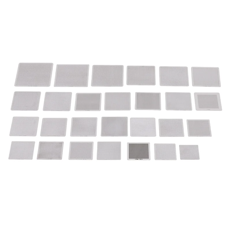 A003 27 шт. универсальный трафарет с прямым нагревом BGA, поддержка реболлинга, держатель трафарета, шаблон с подогревом, приспособление для чипов SMT SMD