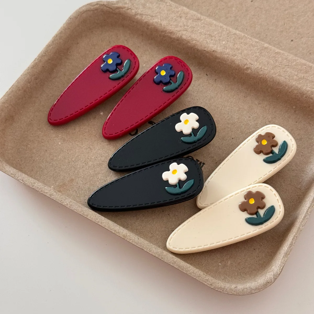 

Боковой зажим для волос с уксусной кислотой, треугольный красочный мультяшный маленький цветок, заколка для челки, милый зажим для края, прямые аксессуары для укладки волос