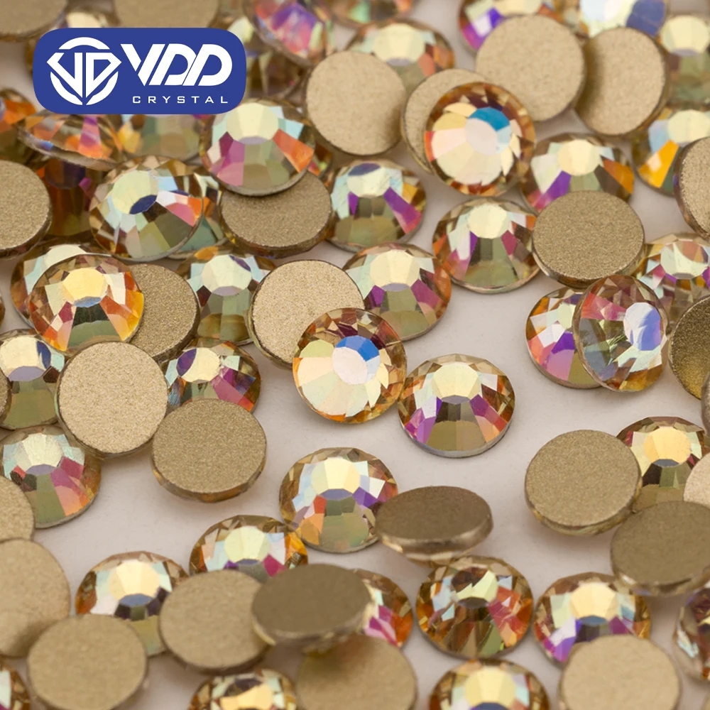 VDD New Color Memory Gold Flatback Rhinestones High Quality Glass Crystal Flatback Glitter Strass Stones JD999-225