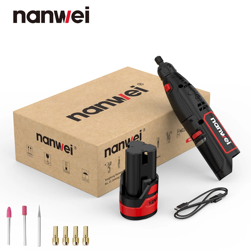 Nanwei Elétrica Moagem Máquina Handheld Pequeno Polimento Deus Electric Tool Grupo Micro Broca 12v