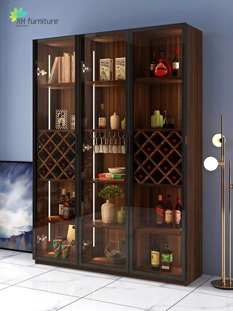 Customized simple glass door wine cabinet light luxury red wine cabinet living room large capacity storage display wine rack