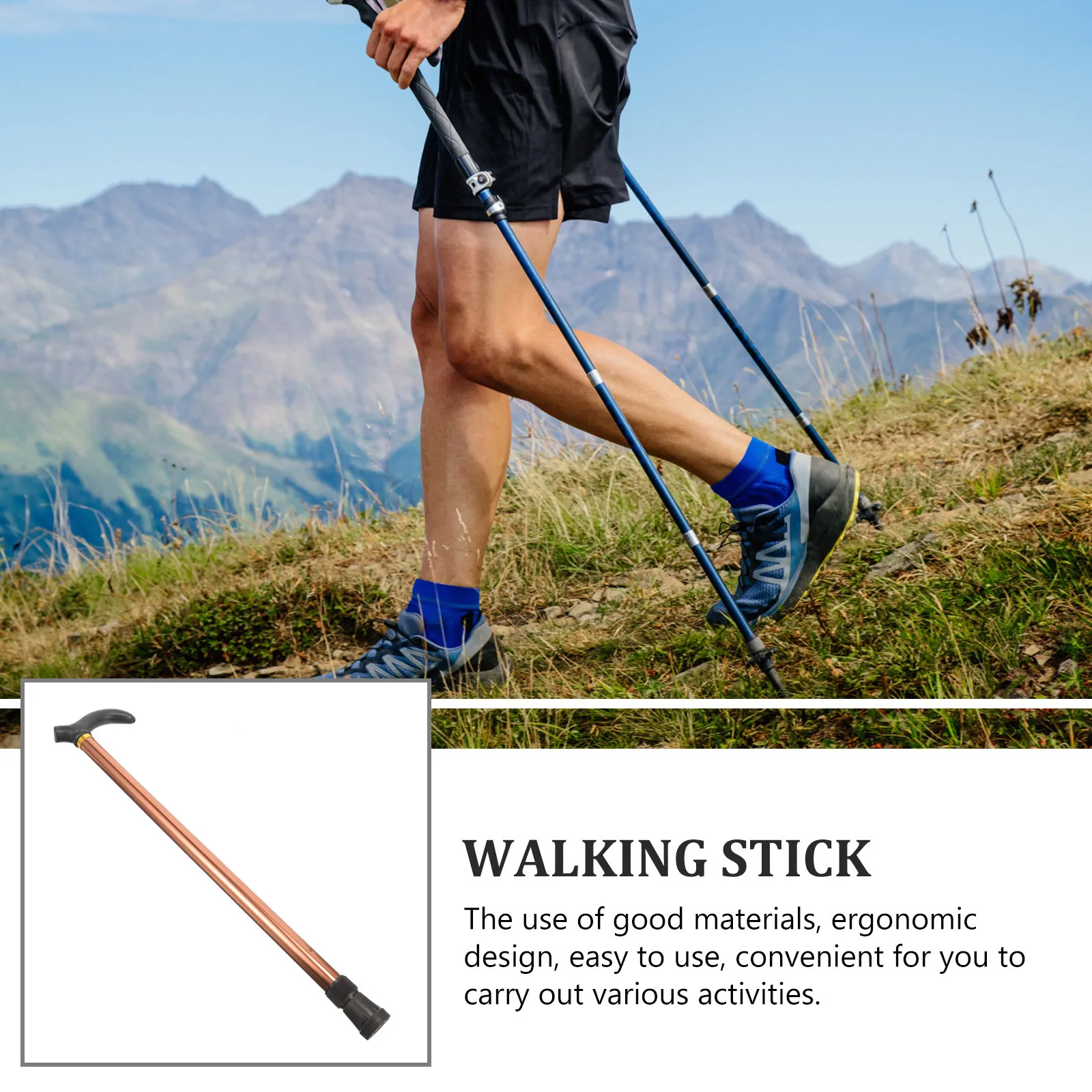 

Anti-Slip Walking Stick Collapsible Trekking Pole Portable Non-Slip Handle Elderly Hiking Lightweight Durable Cane